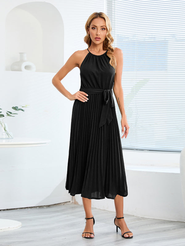 Blue Zone Planet | Ava's Spaghetti Strap Sleeveless Pleated Midi Dress kakaclo