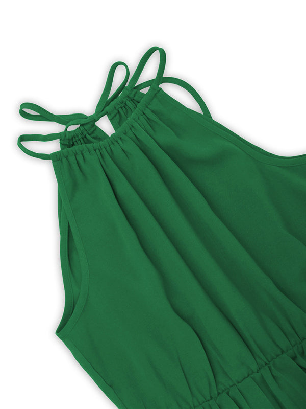 Blue Zone Planet | Ava's Spaghetti Strap Sleeveless Pleated Midi Dress kakaclo