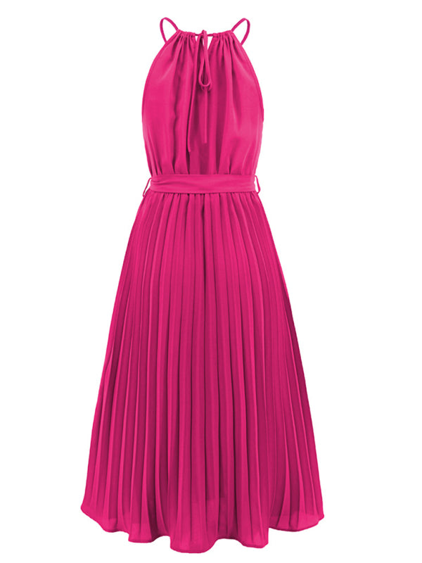 Blue Zone Planet | Ava's Spaghetti Strap Sleeveless Pleated Midi Dress kakaclo