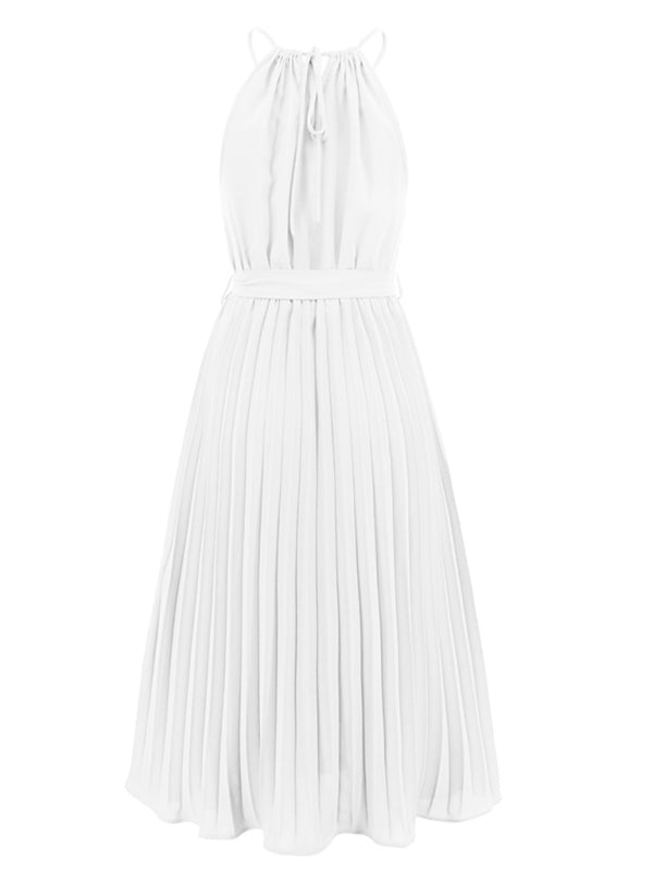 Blue Zone Planet | Ava's Spaghetti Strap Sleeveless Pleated Midi Dress kakaclo