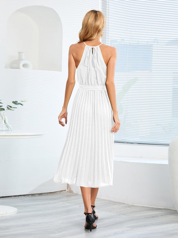 Blue Zone Planet | Ava's Spaghetti Strap Sleeveless Pleated Midi Dress kakaclo