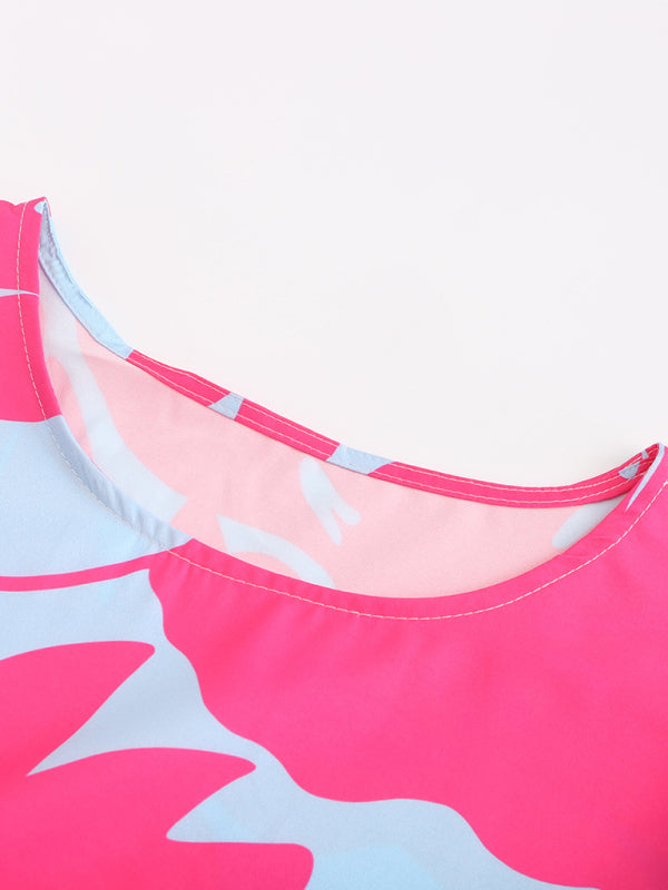 Blue Zone Planet | woven loose round neck printing dress BLUE ZONE PLANET