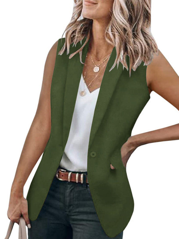 Blue Zone Planet | sleeveless suit jacket solid color suit collar loose cardigan clothing BLUE ZONE PLANET