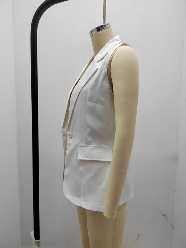 Blue Zone Planet | sleeveless suit jacket solid color suit collar loose cardigan clothing BLUE ZONE PLANET