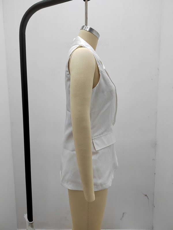 Blue Zone Planet | sleeveless suit jacket solid color suit collar loose cardigan clothing BLUE ZONE PLANET