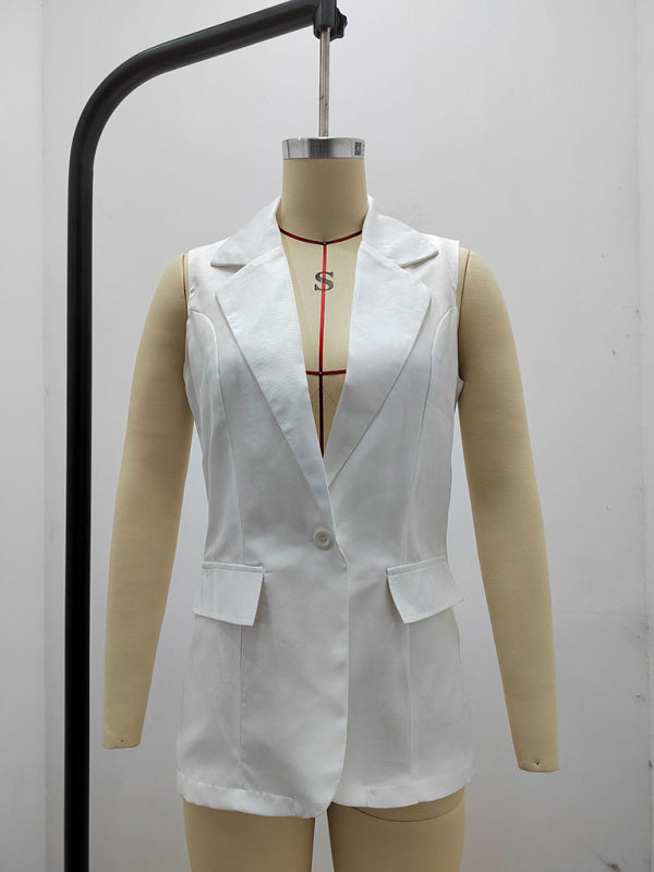 Blue Zone Planet | sleeveless suit jacket solid color suit collar loose cardigan clothing BLUE ZONE PLANET