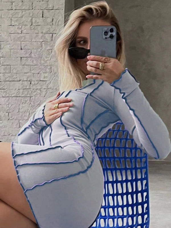 style small pit strip round neck reverse car edge dress kakaclo