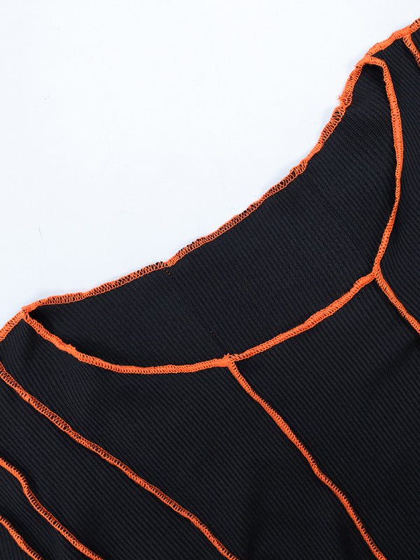 style small pit strip round neck reverse car edge dress kakaclo