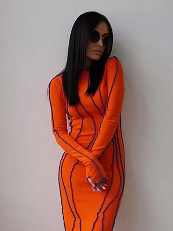 style small pit strip round neck reverse car edge dress kakaclo