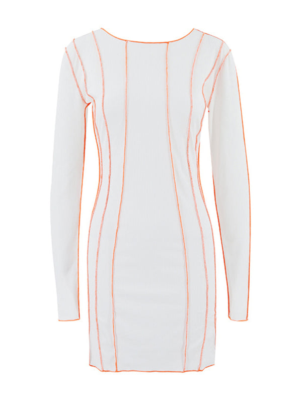 style small pit strip round neck reverse car edge dress kakaclo