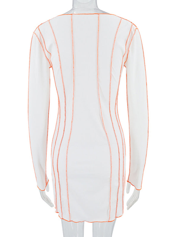 style small pit strip round neck reverse car edge dress kakaclo