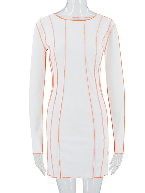 style small pit strip round neck reverse car edge dress kakaclo