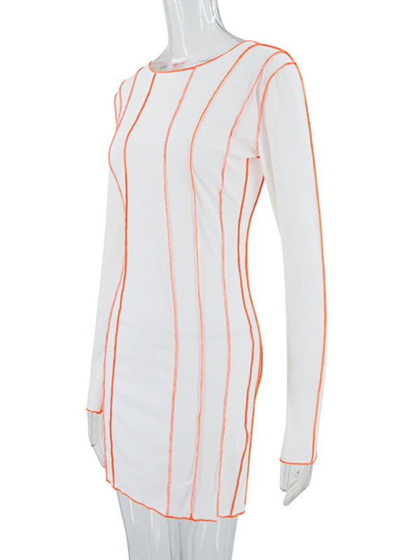 style small pit strip round neck reverse car edge dress kakaclo