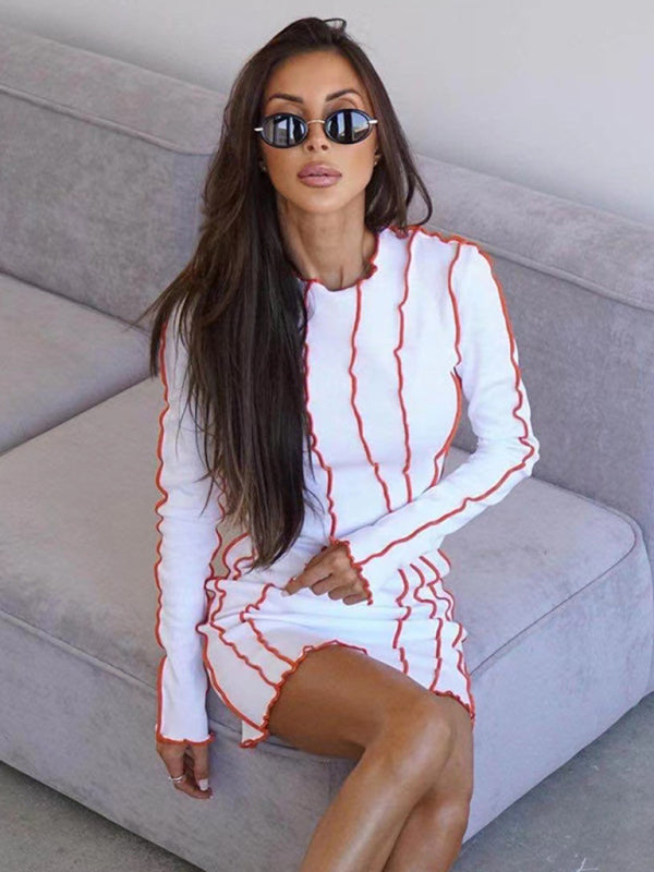 style small pit strip round neck reverse car edge dress kakaclo
