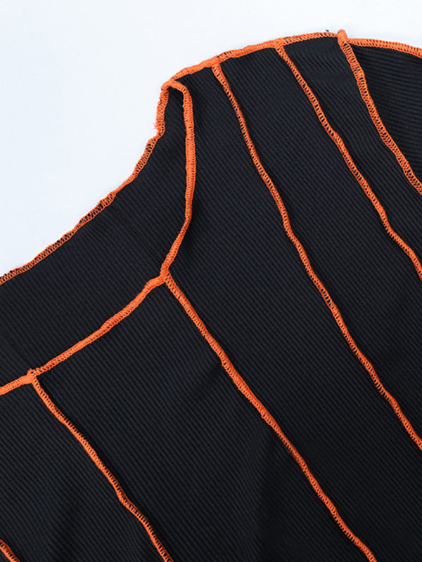 style small pit strip round neck reverse car edge dress kakaclo