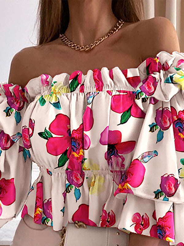 Woven Off Shoulder Cake Sleeve Top BLUE ZONE PLANET