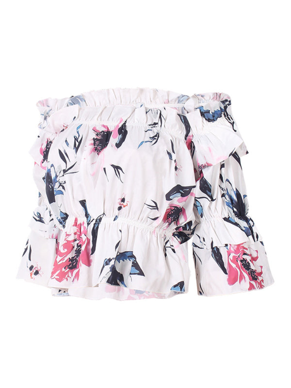 Woven Off Shoulder Cake Sleeve Top BLUE ZONE PLANET