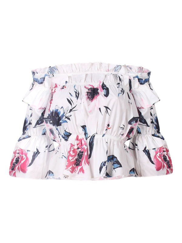 Woven Off Shoulder Cake Sleeve Top BLUE ZONE PLANET