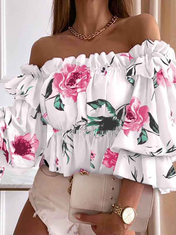 Woven Off Shoulder Cake Sleeve Top BLUE ZONE PLANET