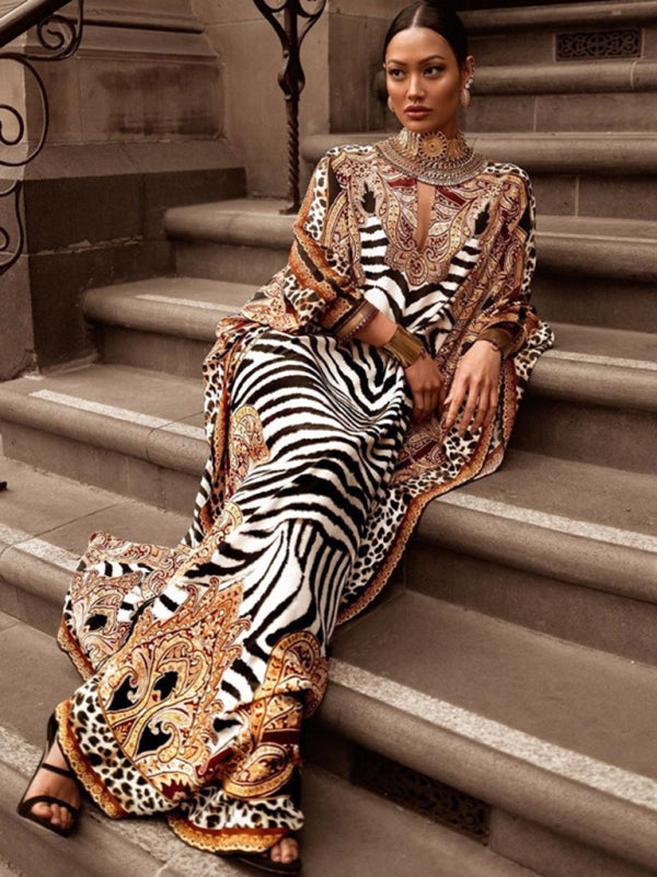 leopard print skirt loose robe dress kakaclo
