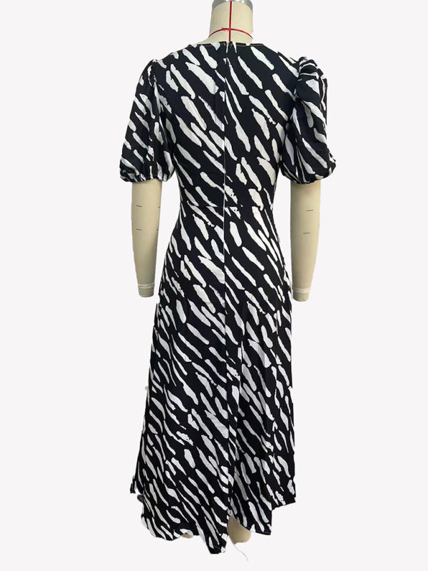 Blue Zone Planet | Printed Printed V-Neck Midi Dress BLUE ZONE PLANET