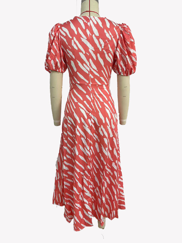 Blue Zone Planet | Printed Printed V-Neck Midi Dress BLUE ZONE PLANET