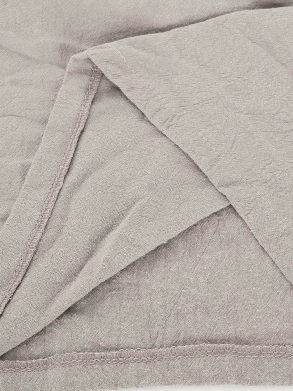 Round Neck Asymmetric Hem Solid Short Sleeve Shirt kakaclo
