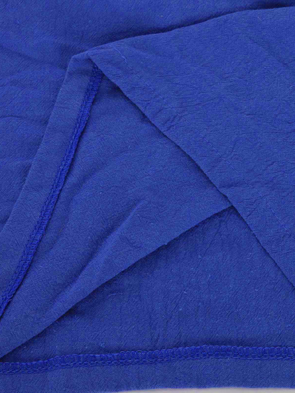 Round Neck Asymmetric Hem Solid Short Sleeve Shirt kakaclo