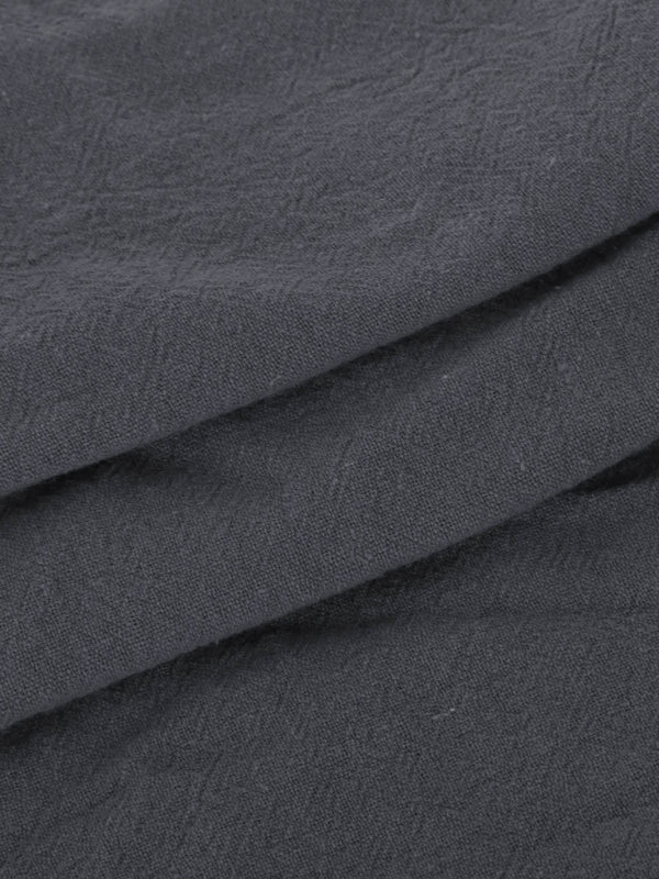 Round Neck Asymmetric Hem Solid Short Sleeve Shirt kakaclo