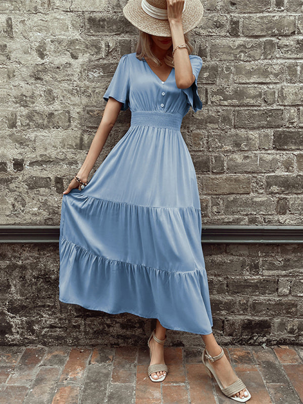 Blue Zone Planet | summer European and American popular style V-neck mid-length dress BLUE ZONE PLANET