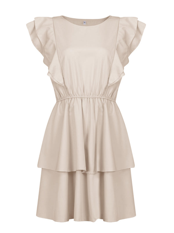 Blue Zone Planet |  Loose Ruffle Short Sleeve Double Layer Dress BLUE ZONE PLANET