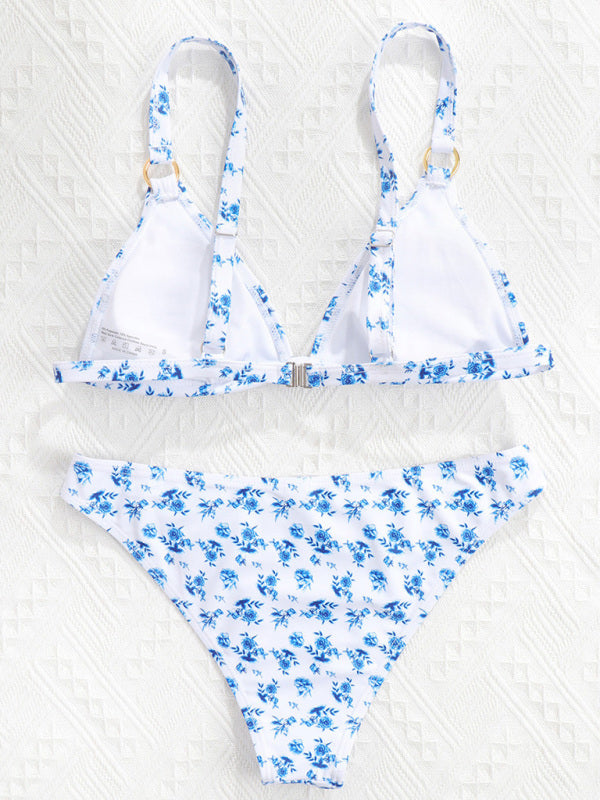 Blue Zone Planet |  Split Swimsuit Ditsy Floral Print Bikini Beachwear BLUE ZONE PLANET