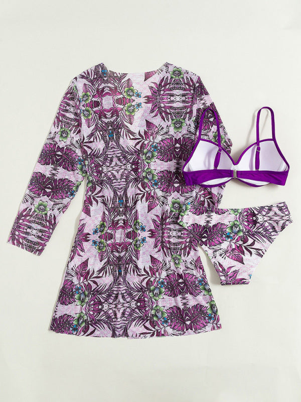 Blue Zone Planet |  New Swimsuit Fashion Three-piece Bikini Mesh Split Swimsuit BLUE ZONE PLANET