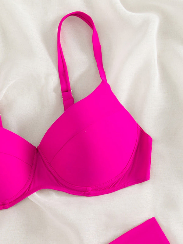 Blue Zone Planet |  Bikini Solid Color Swimsuit Sexy Split Foreign Trade Swimsuit BLUE ZONE PLANET