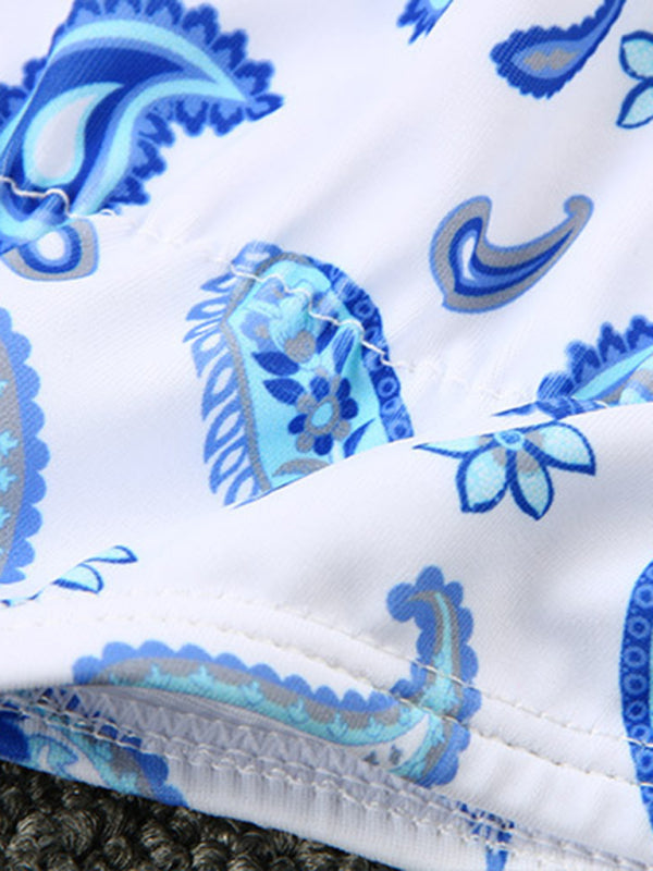 Blue Zone Planet | Sexy Ribbon Panel Lace Ties Printed Bikini kakaclo
