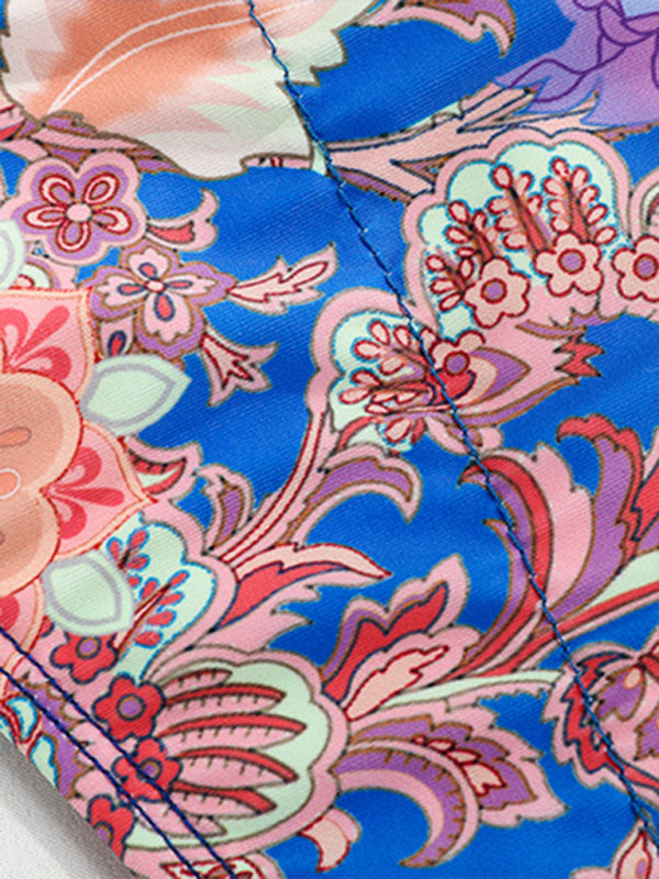 Blue Zone Planet |  Sexy Ribbon Panel Lace Ties Printed Bikini kakaclo