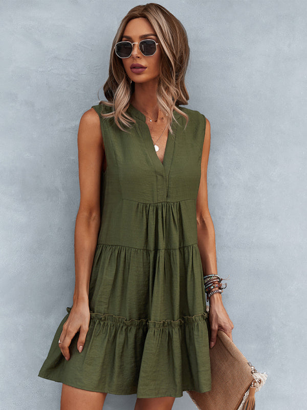Blue Zone Planet | Solid Color V-Neck Sleeveless Dress BLUE ZONE PLANET