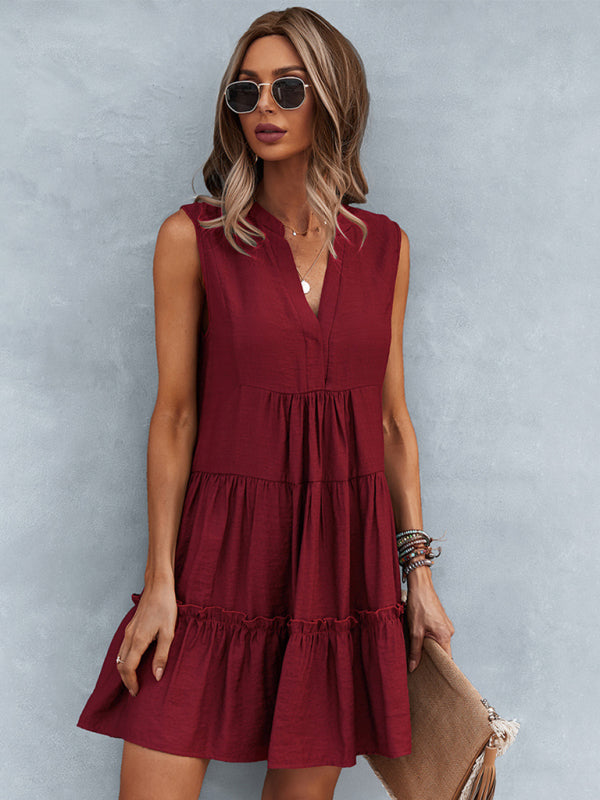 Blue Zone Planet | Solid Color V-Neck Sleeveless Dress BLUE ZONE PLANET