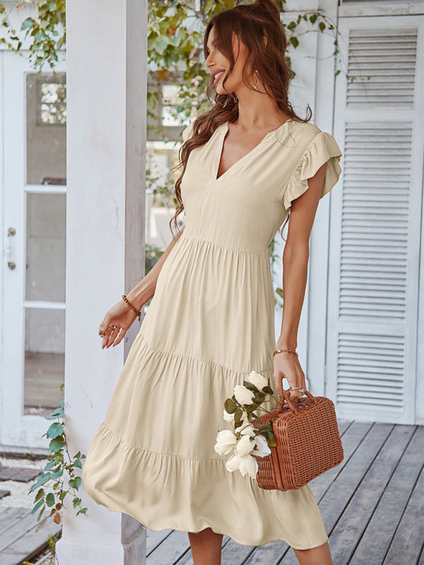 Blue Zone Planet | Emily's Casual V-Neck Dress with Flutter Sleeves BLUE ZONE PLANET