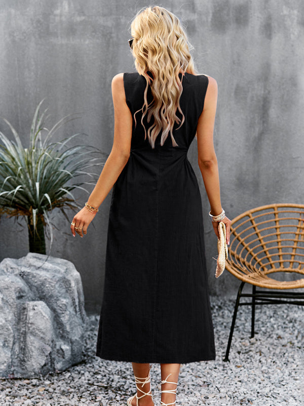 Blue Zone Planet | Summer Temperament Waistless Long Sleeveless Sundress BLUE ZONE PLANET
