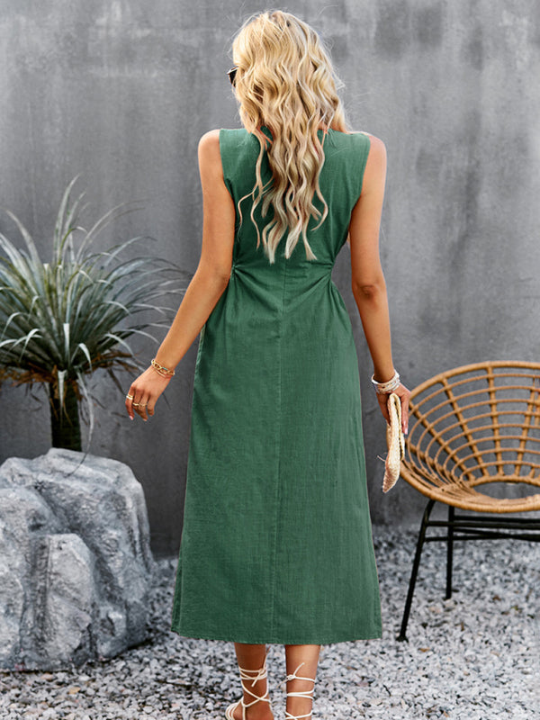Blue Zone Planet | Summer Temperament Waistless Long Sleeveless Sundress BLUE ZONE PLANET