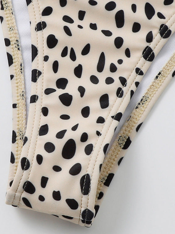 Blue Zone Planet |  New swimwear long-sleeved mesh jacket ladies three-piece swimsuit leopard print sexy bikini kakaclo