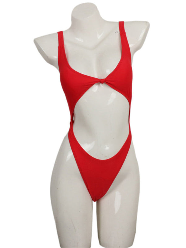 Blue Zone Planet | One piece halter bikini solid color swimsuit BLUE ZONE PLANET