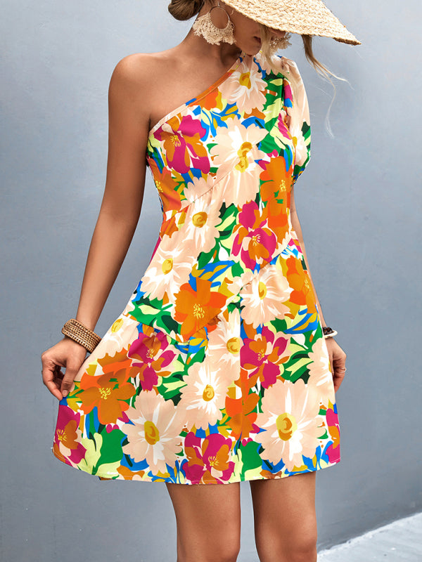 Blue Zone Planet | Printed One Shoulder Diagonal Dress BLUE ZONE PLANET