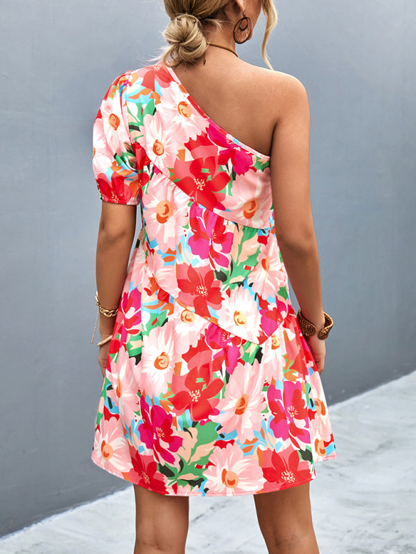 Blue Zone Planet | Printed One Shoulder Diagonal Dress BLUE ZONE PLANET