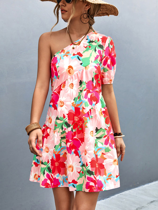 Blue Zone Planet | Printed One Shoulder Diagonal Dress BLUE ZONE PLANET