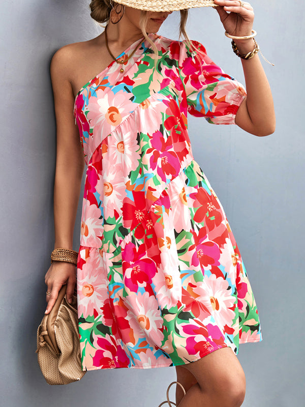 Blue Zone Planet | Printed One Shoulder Diagonal Dress BLUE ZONE PLANET