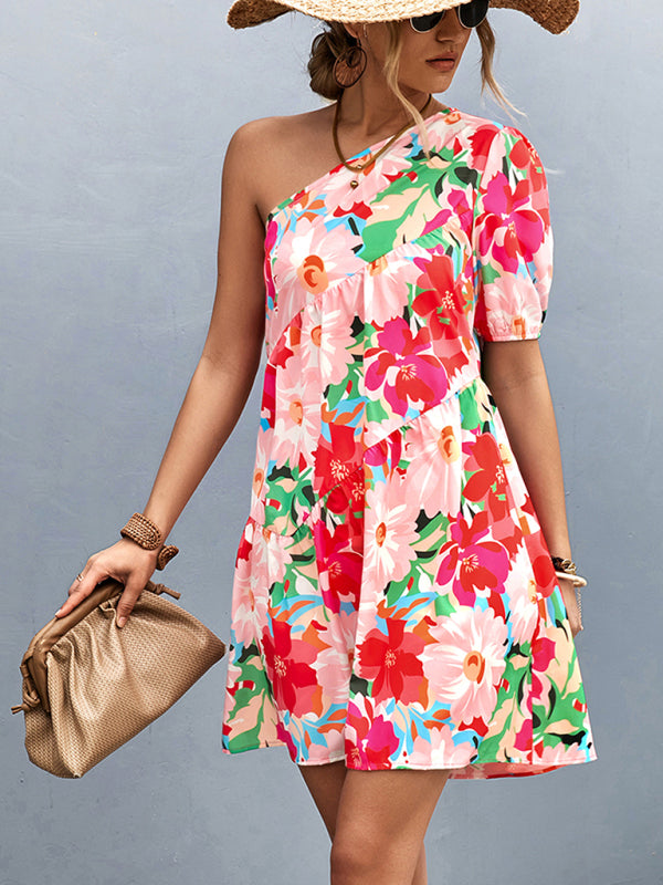 Blue Zone Planet | Printed One Shoulder Diagonal Dress BLUE ZONE PLANET