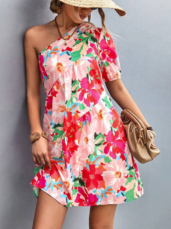 Blue Zone Planet | Printed One Shoulder Diagonal Dress BLUE ZONE PLANET