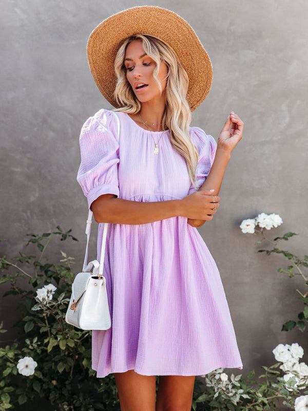 spring and summer solid color dress kakaclo